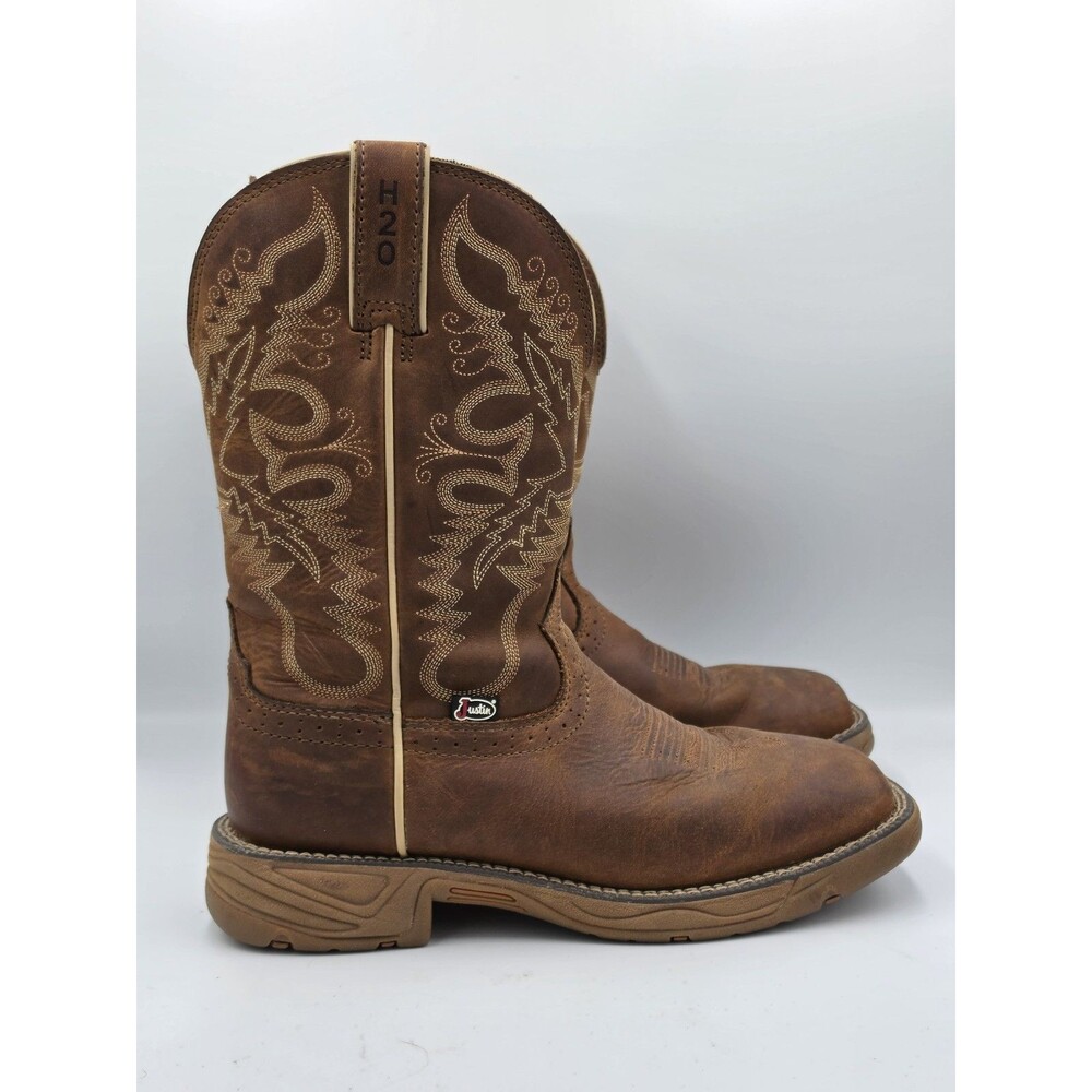 Justin Womens Stampede Rush Work Boots H2O Square Soft Toe SE4353 Size 8B